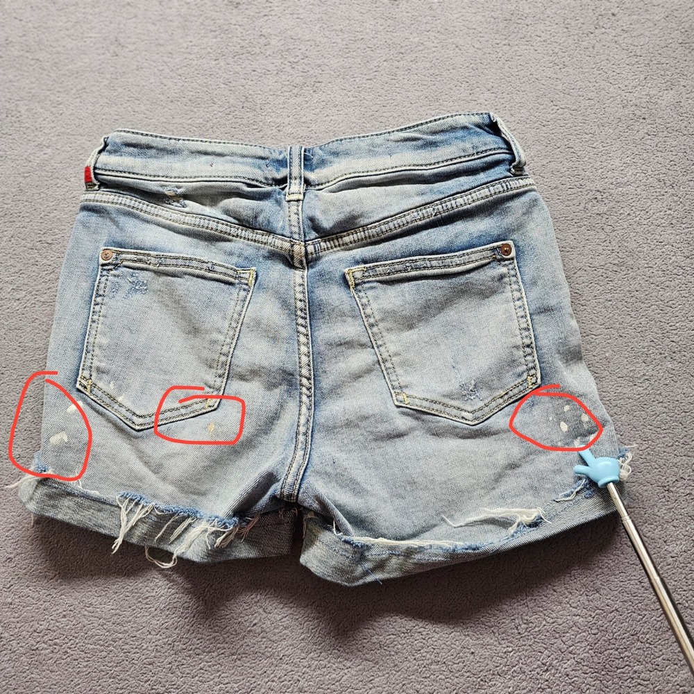 Anthropologie Pilcro Denim Shorts Womens 28 Blue Distressed Paint Splatter Boho - Picture 5 of 11
